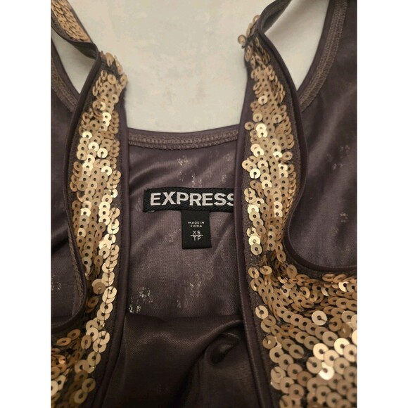 EXPRESS Gold Sequin Ombre Scoop Neck Sleeveless Mini Party/Cocktail Dress, XS - Picture 4 of 6